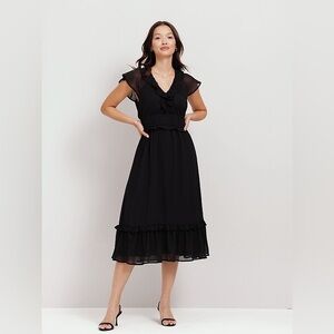 Old Navy Waist-Defined Flutter-Sleeve Midi Dress